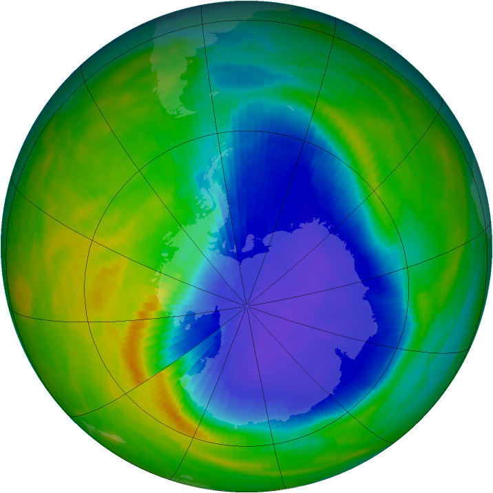 Antarctic ozone map for 13 October 1985